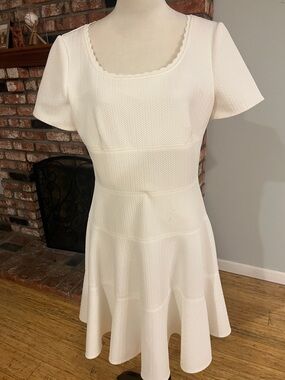 Rebecca Taylor White Textured Scoop-Neck Mini Dress